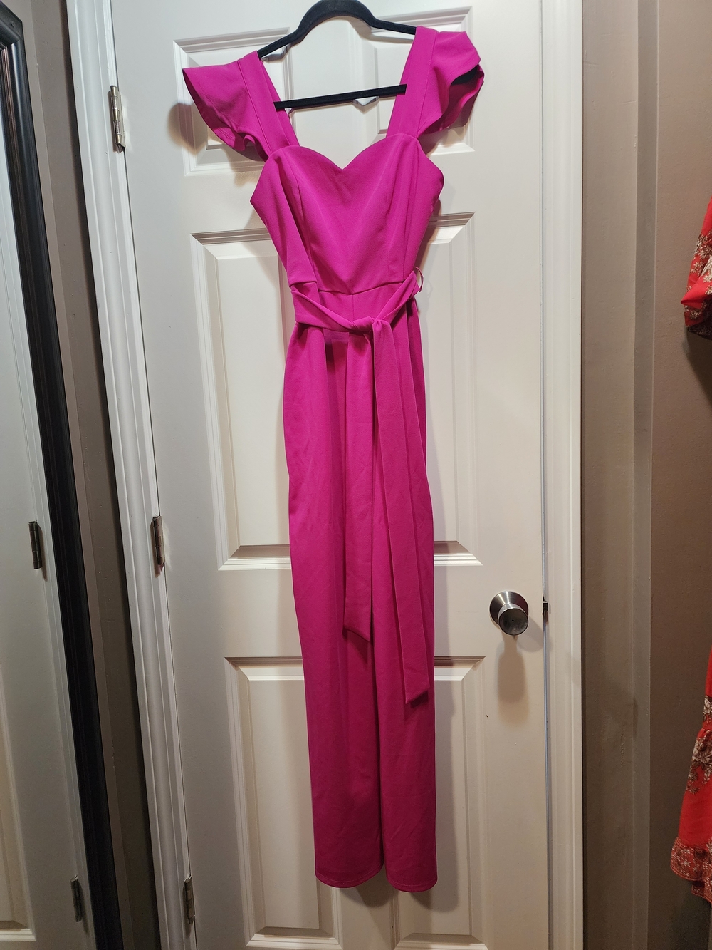 Sleeveless Fuchsia Wide-Leg Jumpsuit with Tie Waist